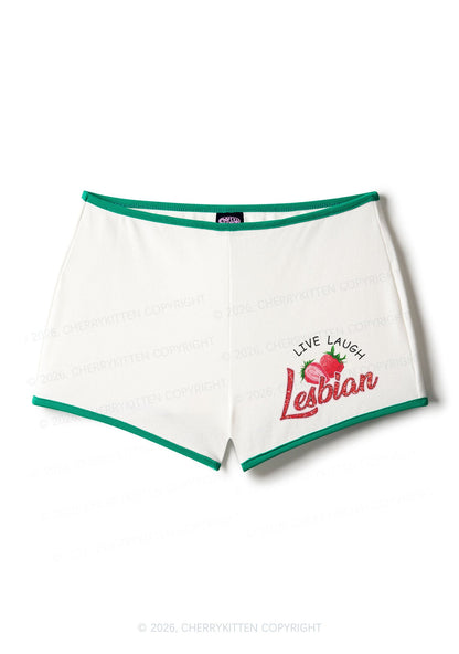 Live Laugh Lesbian Pride Y2K Booty Shorts Cherrykitten