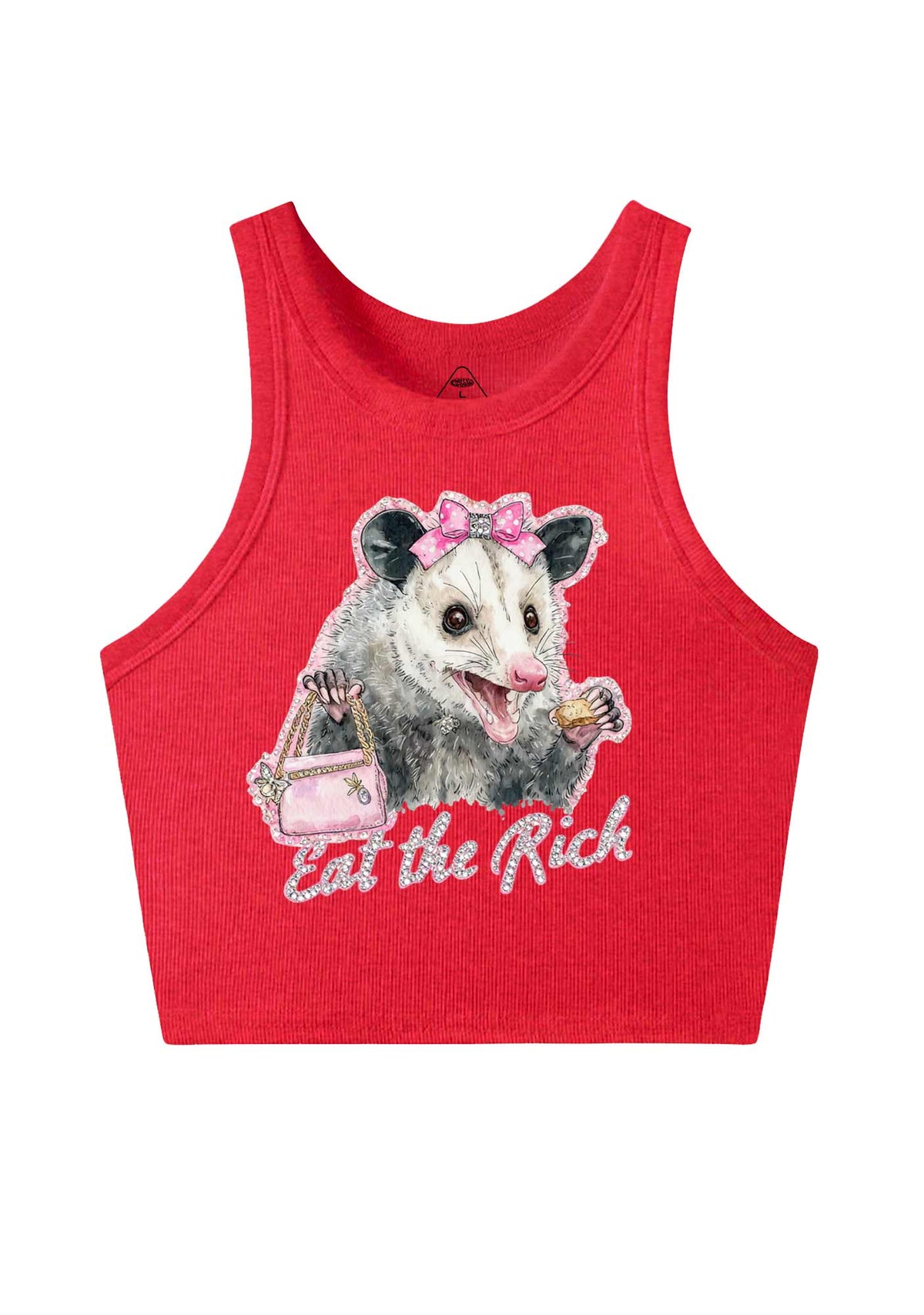 Eat The Rich Possum Y2K Crop Tank Top Cherrykitten