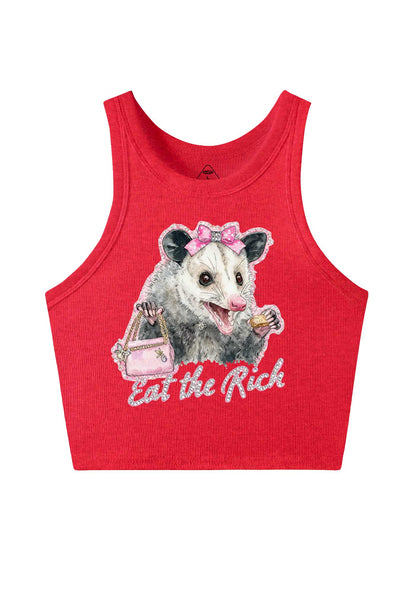 Eat The Rich Possum Y2K Crop Tank Top Cherrykitten