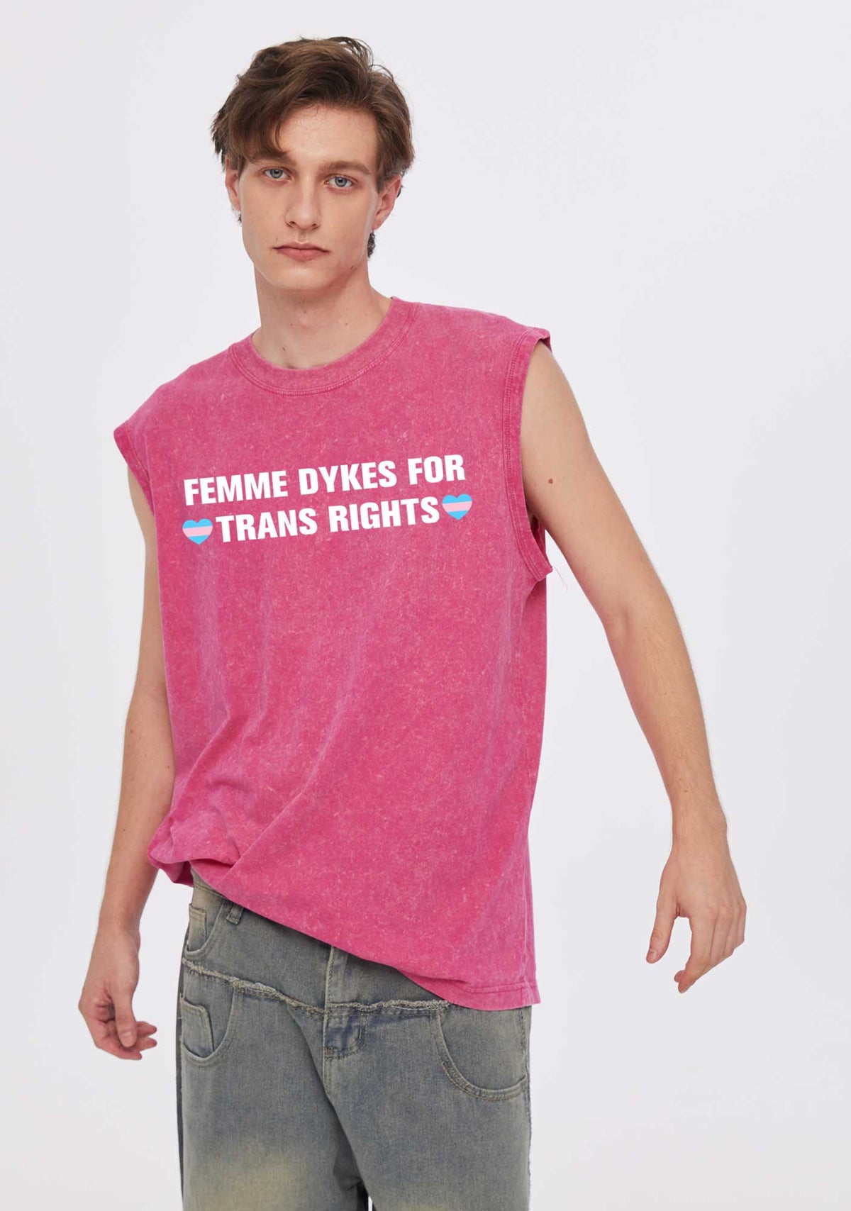Femme Dykes For Trans Rights Pride Y2K Washed Muscle Tank Cherrykitten