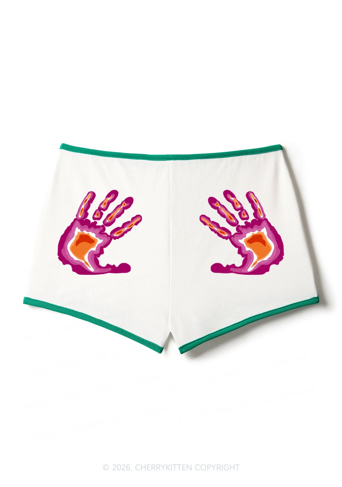 Lesbian Thermal Hands Pride Y2K Booty Shorts Cherrykitten