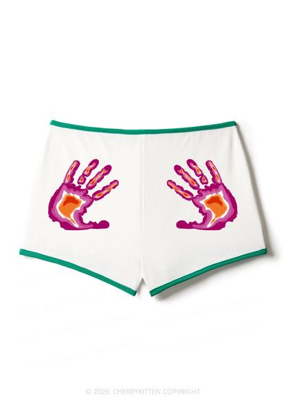 Lesbian Thermal Hands Pride Y2K Booty Shorts Cherrykitten