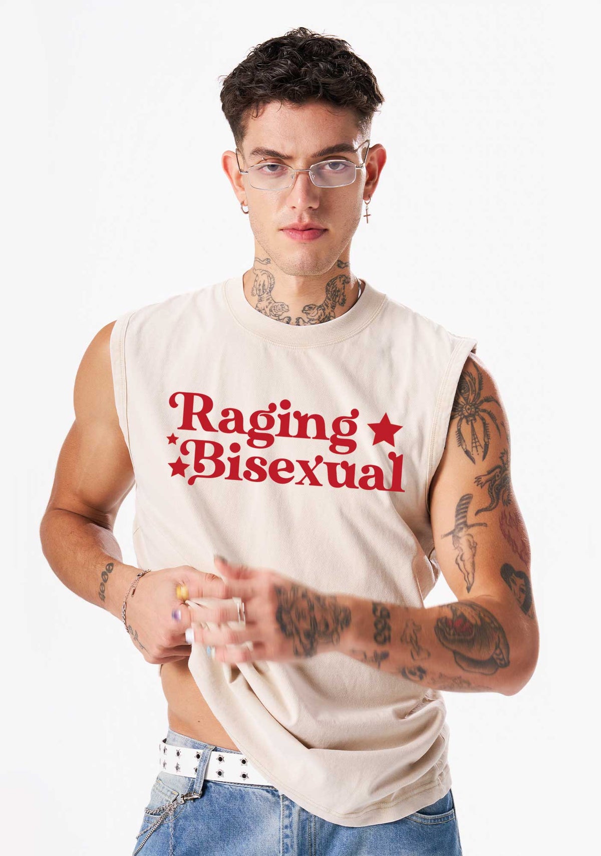 Raging Bisexual Stars Pride Y2K Washed Muscle Tank Cherrykitten