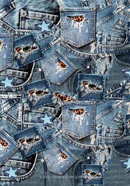 Denim Patchwork Y2K Mesh Crop Top Cherrykitten