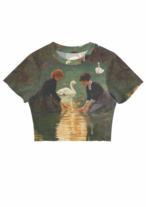 Swan Lake Girls Pride Y2K Mesh Crop Top Cherrykitten
