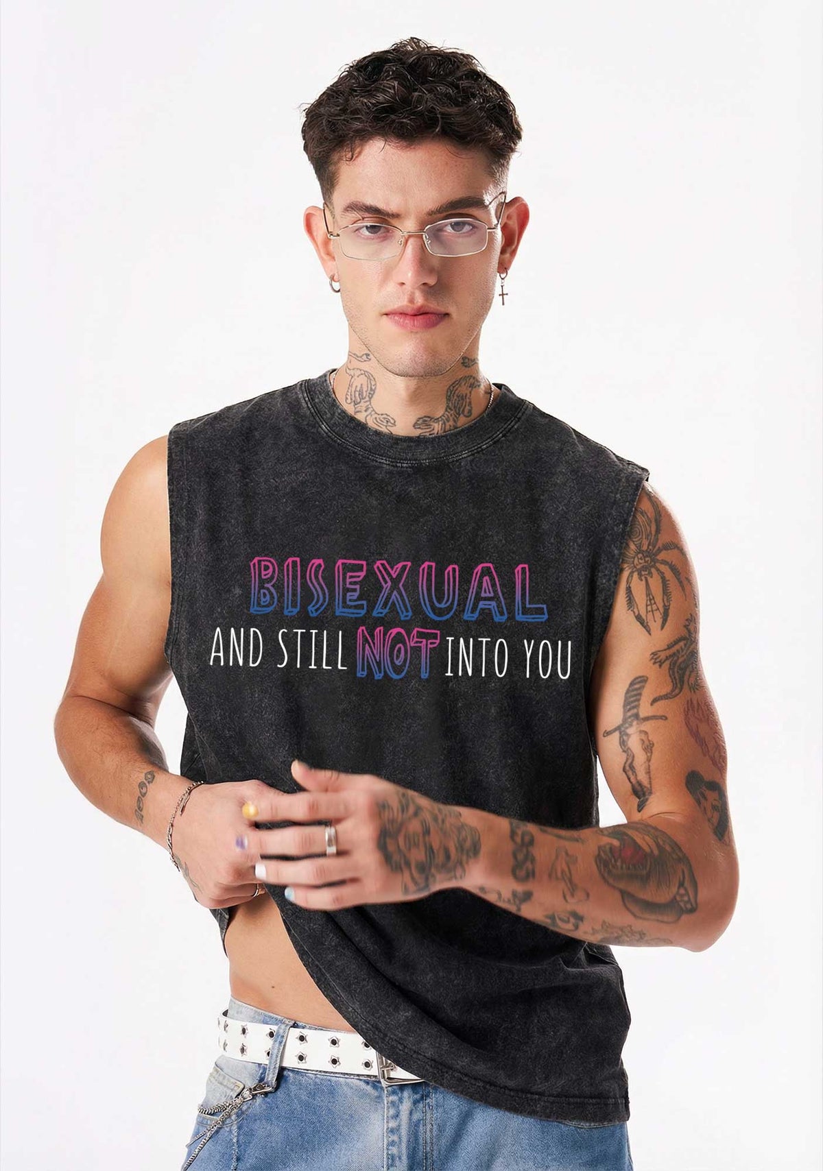 Bisexual And Still Not Into You Pride Y2K Washed Muscle Tank Cherrykitten