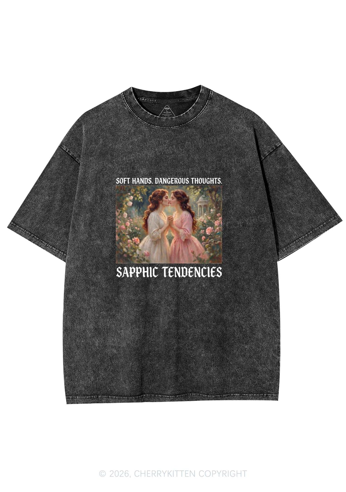 Soft Sapphic Tendencies Pride Y2K Shirts Washed Tee Cherrykitten