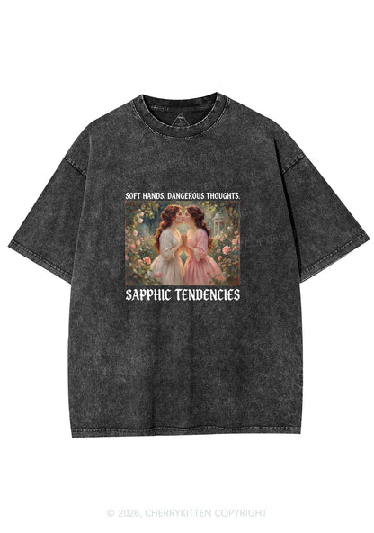 Soft Sapphic Tendencies Pride Y2K Shirts Washed Tee Cherrykitten