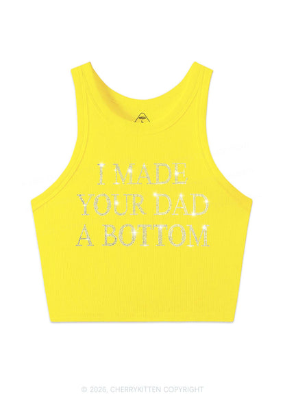 Rhinestone Made Your Dad A Bottom Pride Y2K Crop Tank Top Cherrykitten