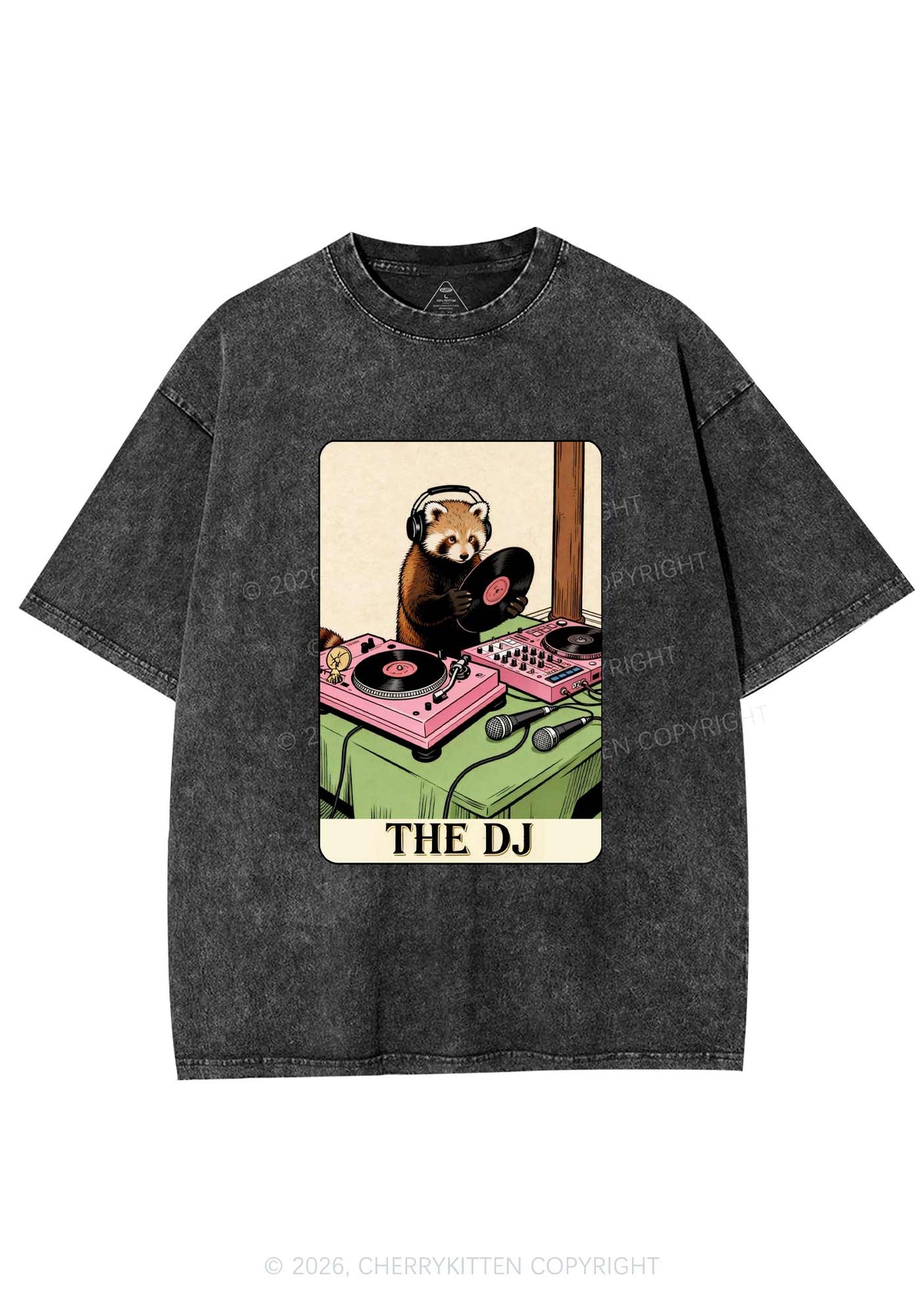 The DJ Raccoon Y2K Shirts Washed Tee Cherrykitten