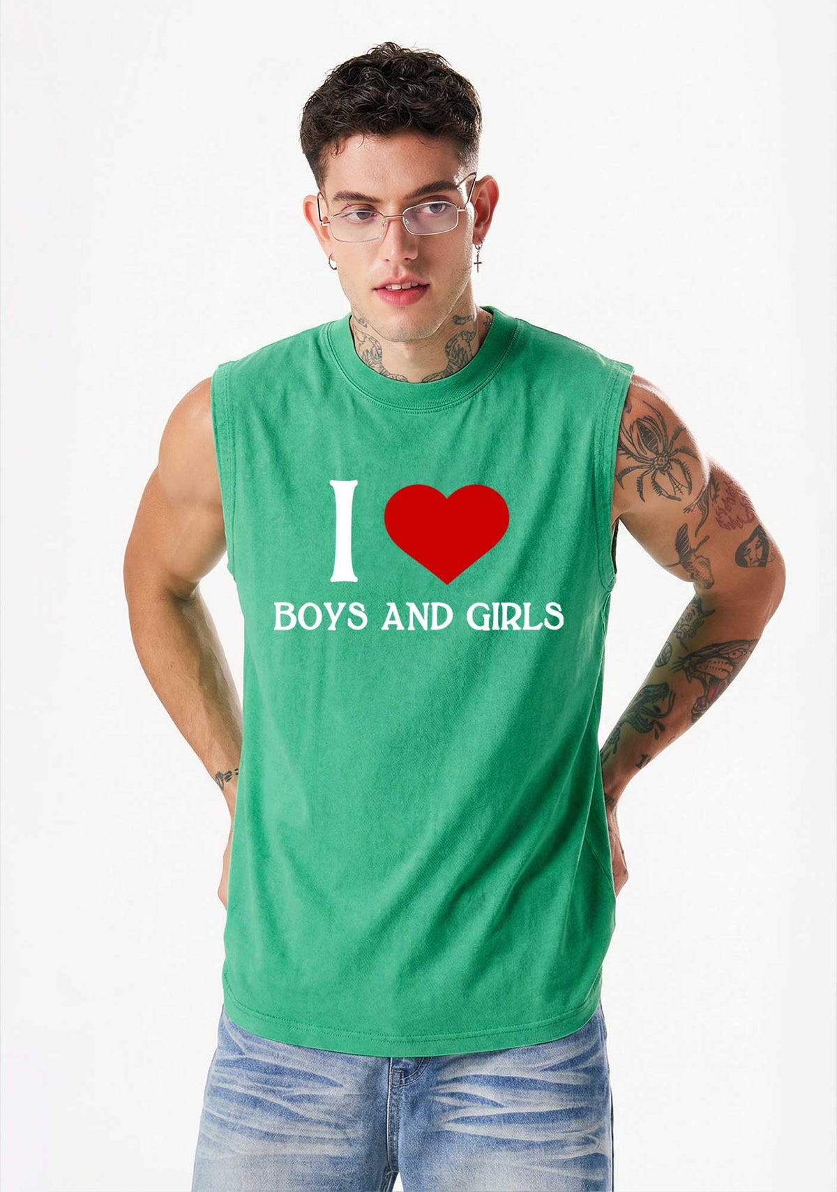 I Love Boys and Girls Pride Y2K Washed Muscle Tank Cherrykitten