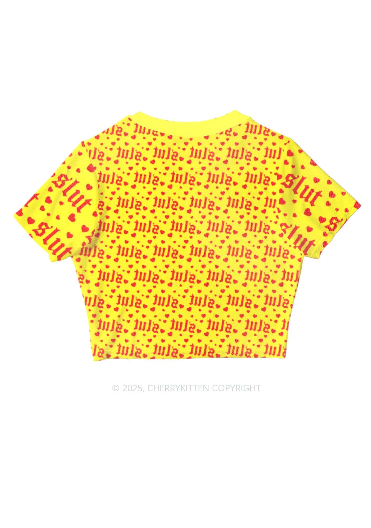 Yellow Slxt  Y2K Mesh Crop Top Cherrykitten