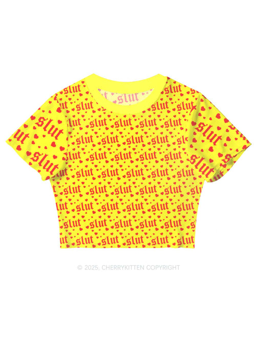 Yellow Slxt  Y2K Mesh Crop Top Cherrykitten