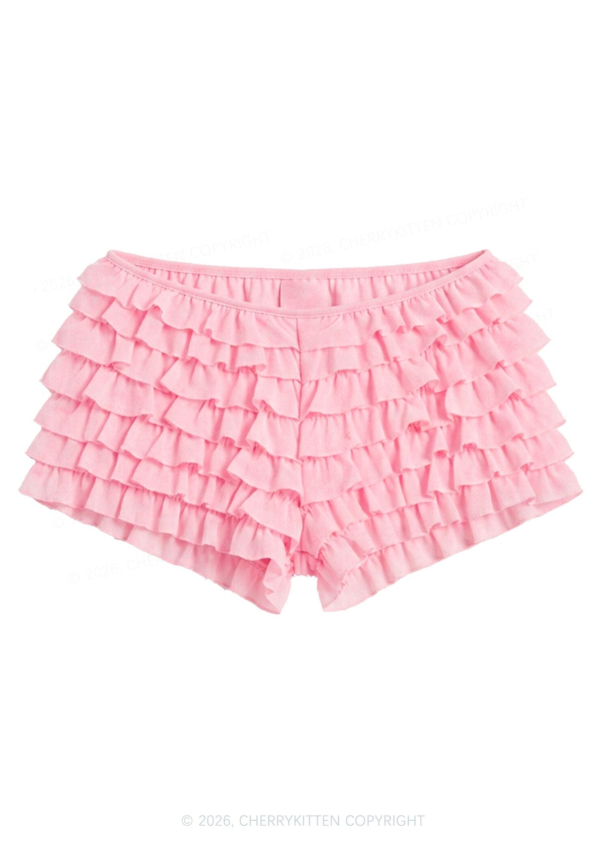 Y2K Mesh Ruffle Layered Shorts With Back Bow Cherrykitten