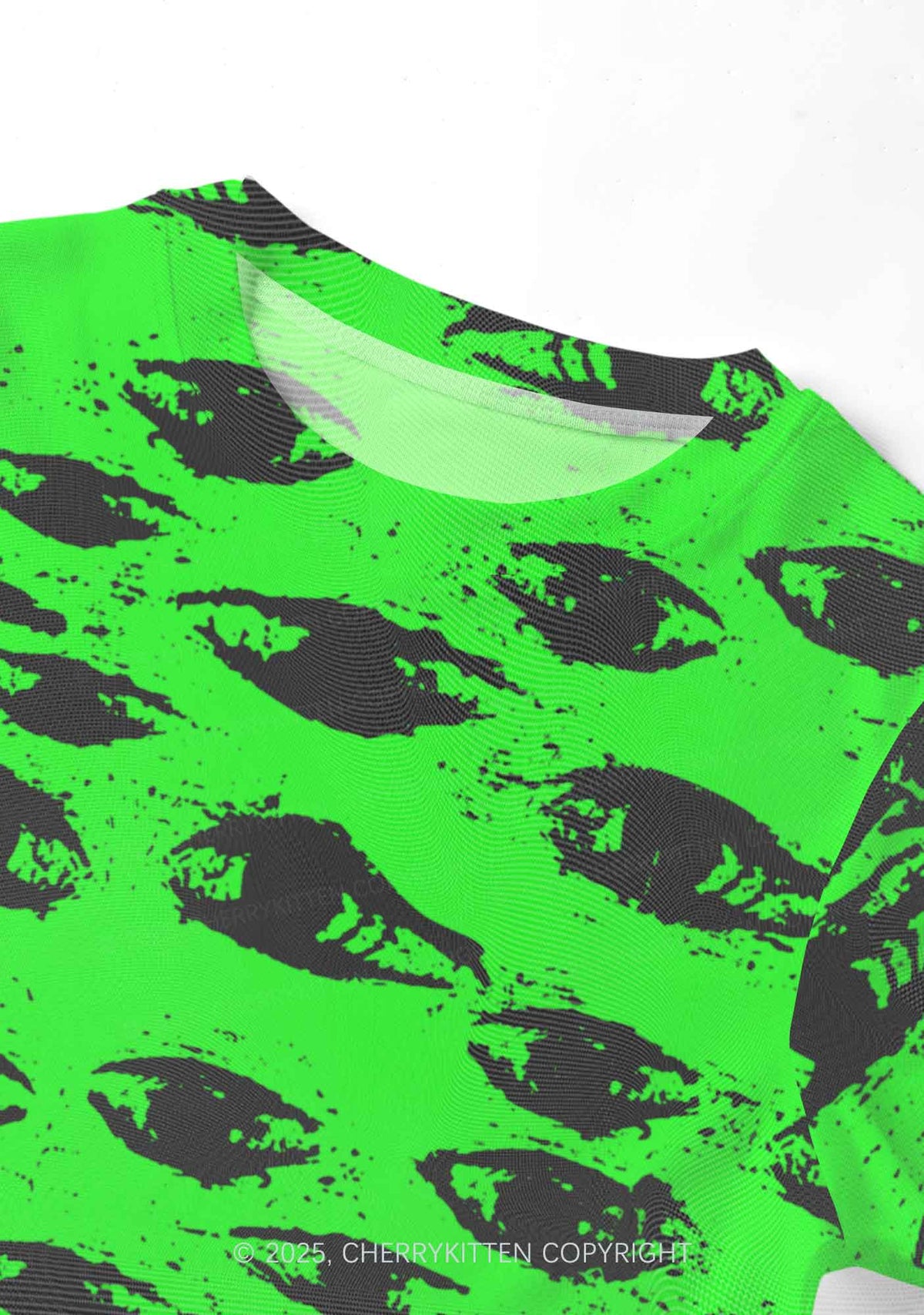 Eyes On Bright Green Y2K Mesh Crop Top Cherrykitten