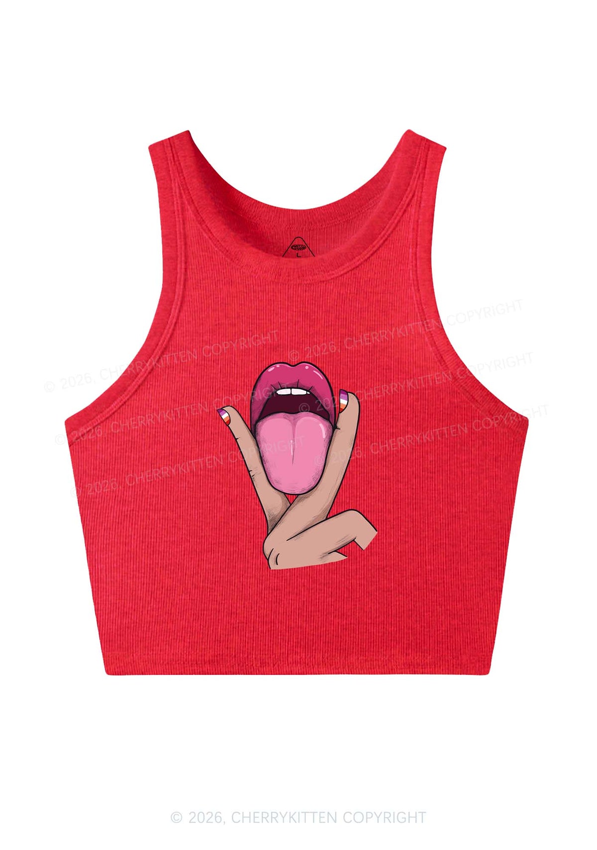 Lesbian Kissing Pride Y2K Crop Tank Top Cherrykitten