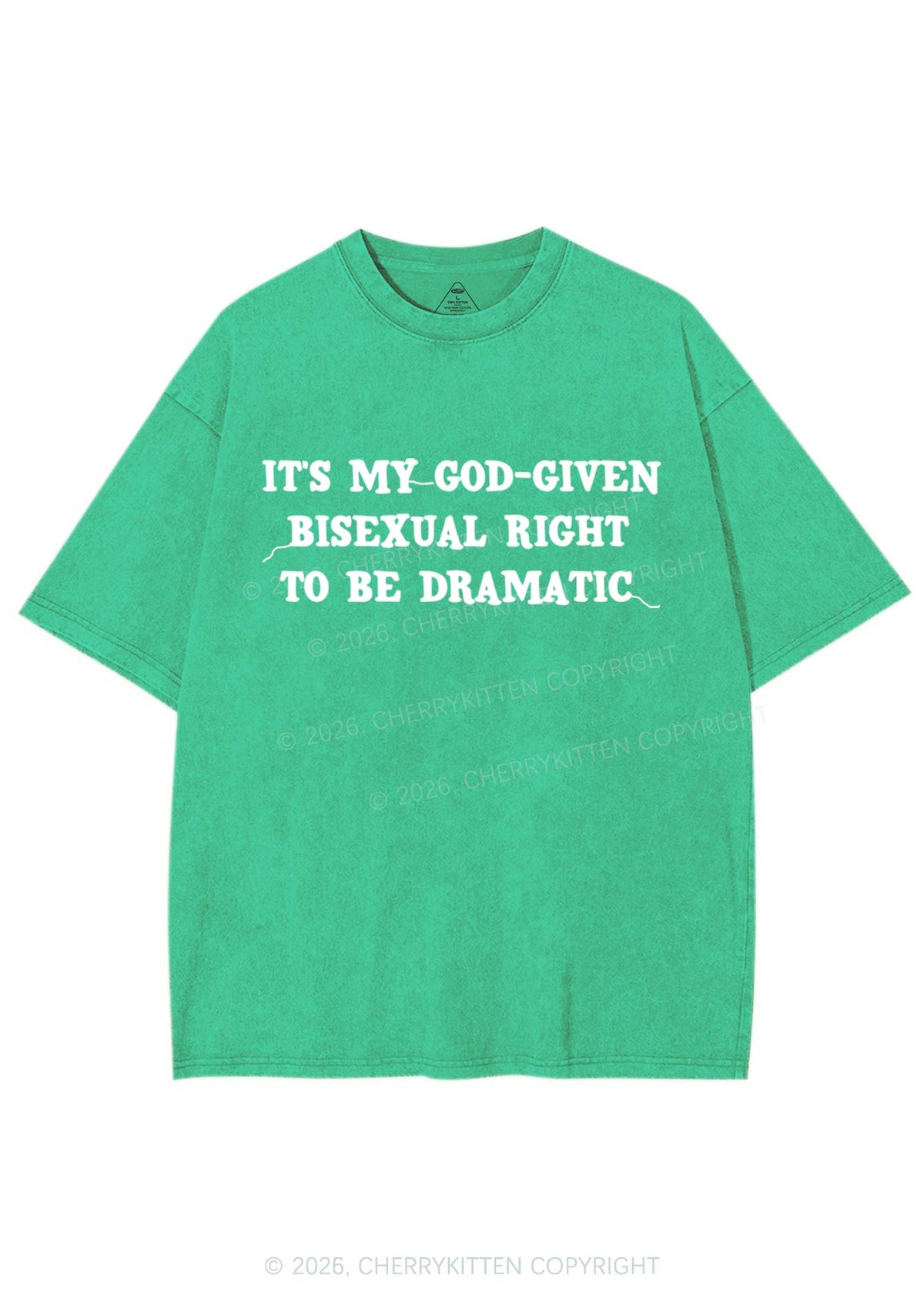 God Given Bisexual Right Pride Y2K Shirts Washed Tee Cherrykitten