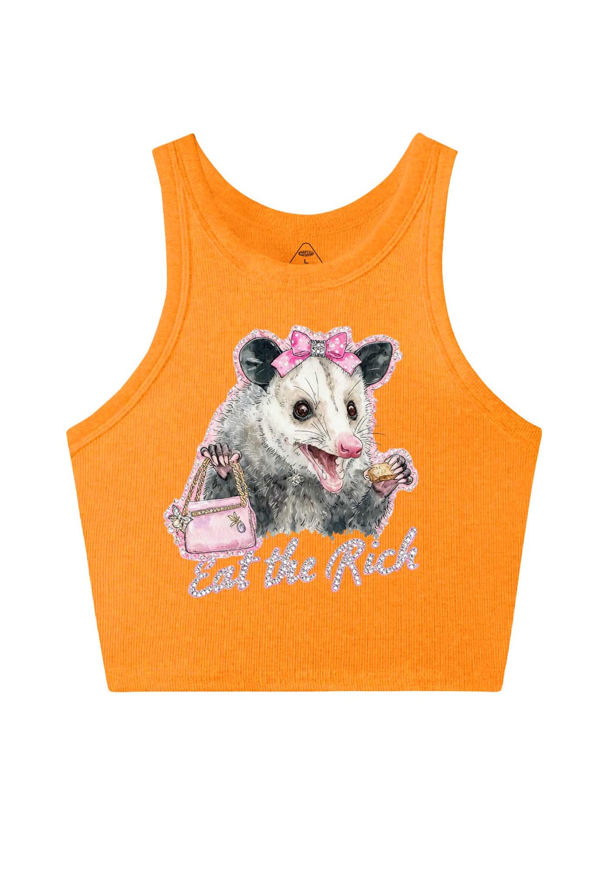 Eat The Rich Possum Y2K Crop Tank Top Cherrykitten