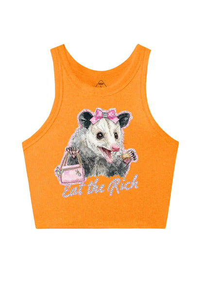 Eat The Rich Possum Y2K Crop Tank Top Cherrykitten