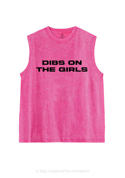 Dibs On The Girls Pride Y2K Washed Muscle Tank Cherrykitten