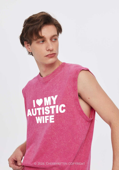 I Love My Autistic Wife Y2K Washed Muscle Tank Cherrykitten