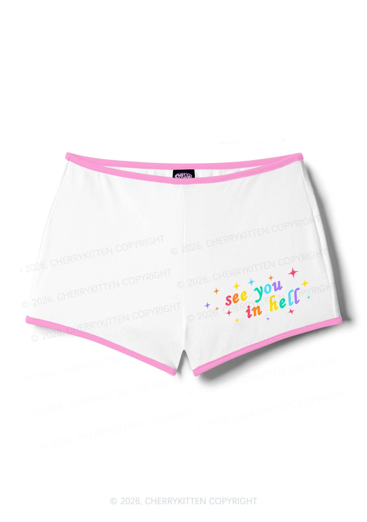 See You In Hell Pride Y2K Booty Shorts Cherrykitten