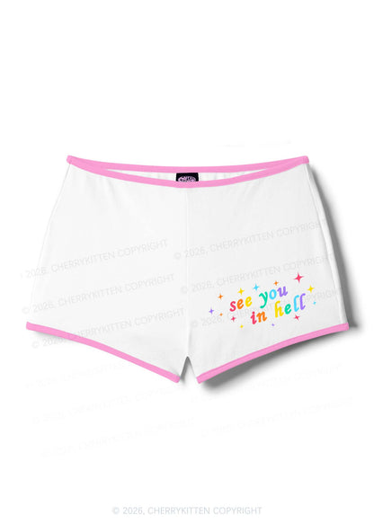 See You In Hell Pride Y2K Booty Shorts Cherrykitten