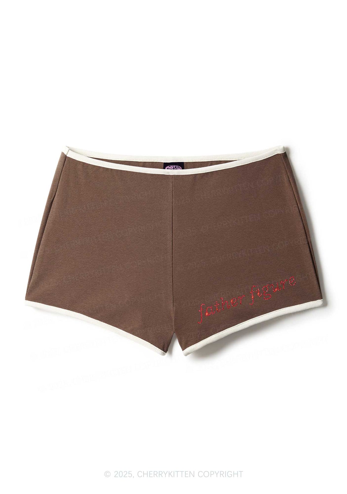 Rhinestone Red Father Figure Y2K Booty Shorts Cherrykitten