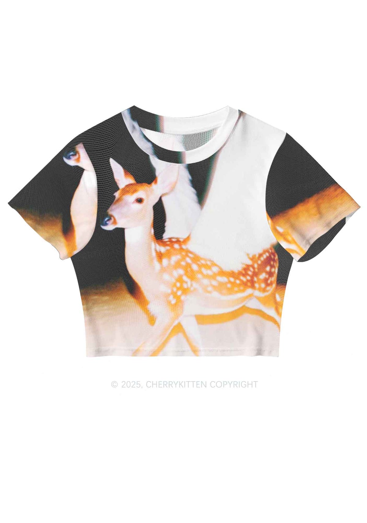 Deer Wings Y2K Mesh Crop Top Cherrykitten