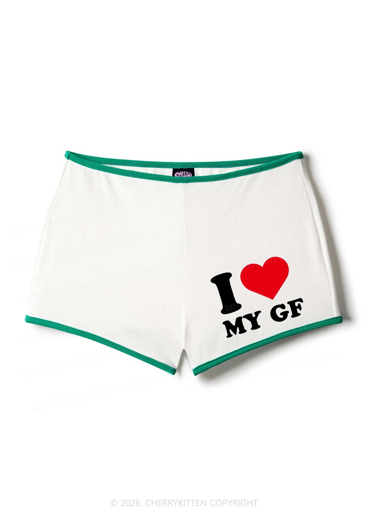 I Love My GF Valentine's Day Y2K Booty Shorts Cherrykitten