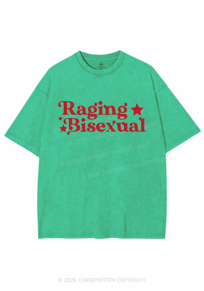 Raging Bisexual Stars Pride Y2K Shirts Washed Tee Cherrykitten