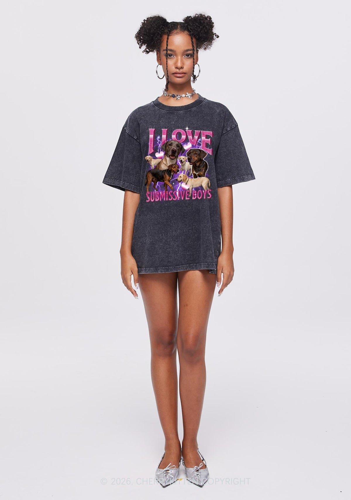 I Love S Dogs Y2K Shirts Washed Tee Cherrykitten