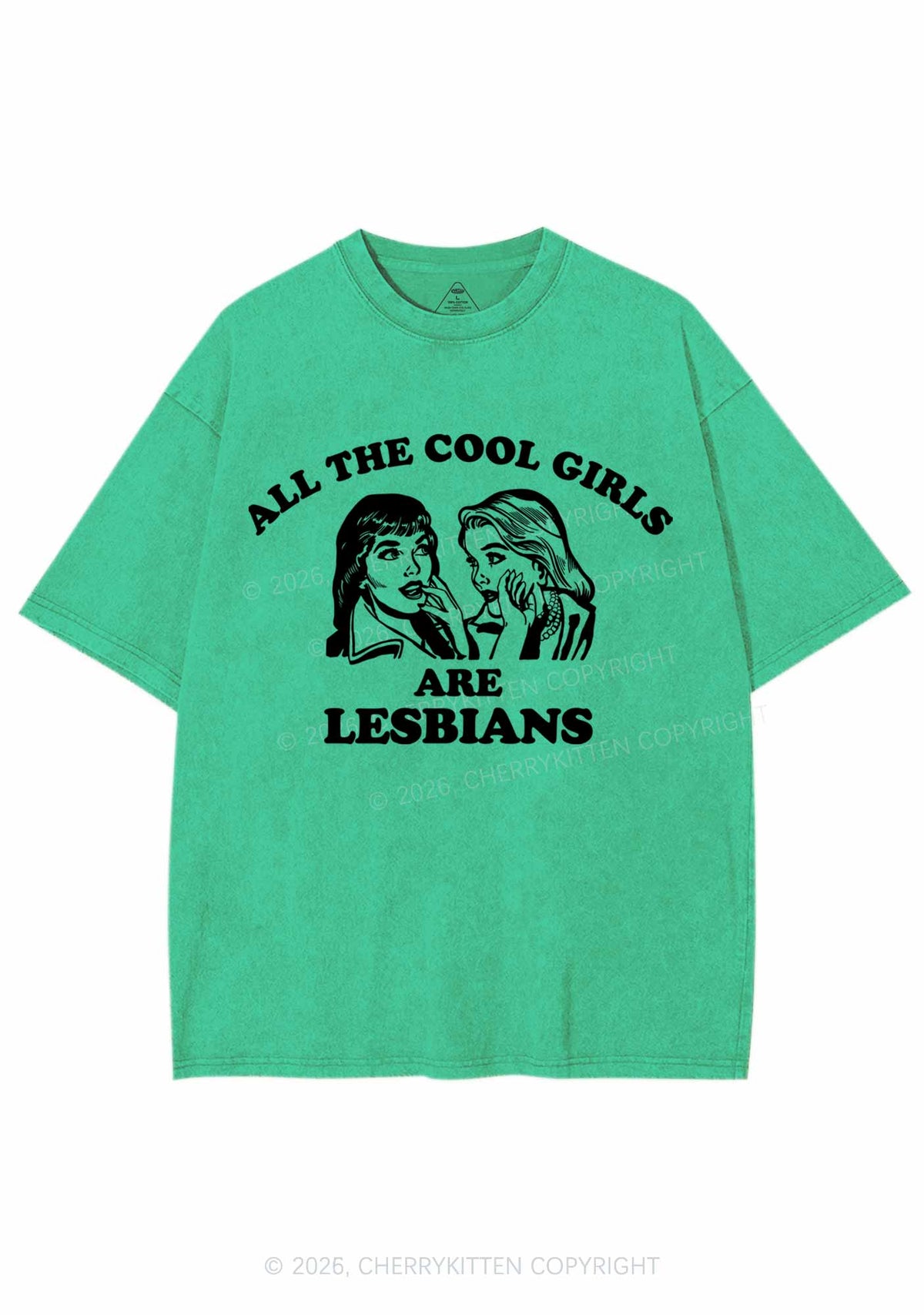 Cool Girls Lesbians Pride Y2K Shirts Washed Tee Cherrykitten