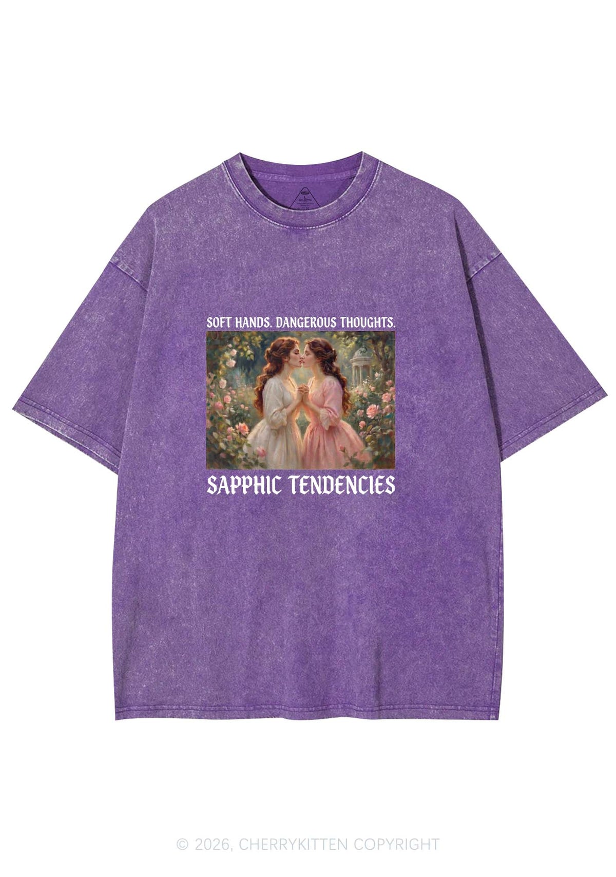 Soft Sapphic Tendencies Pride Y2K Shirts Washed Tee Cherrykitten