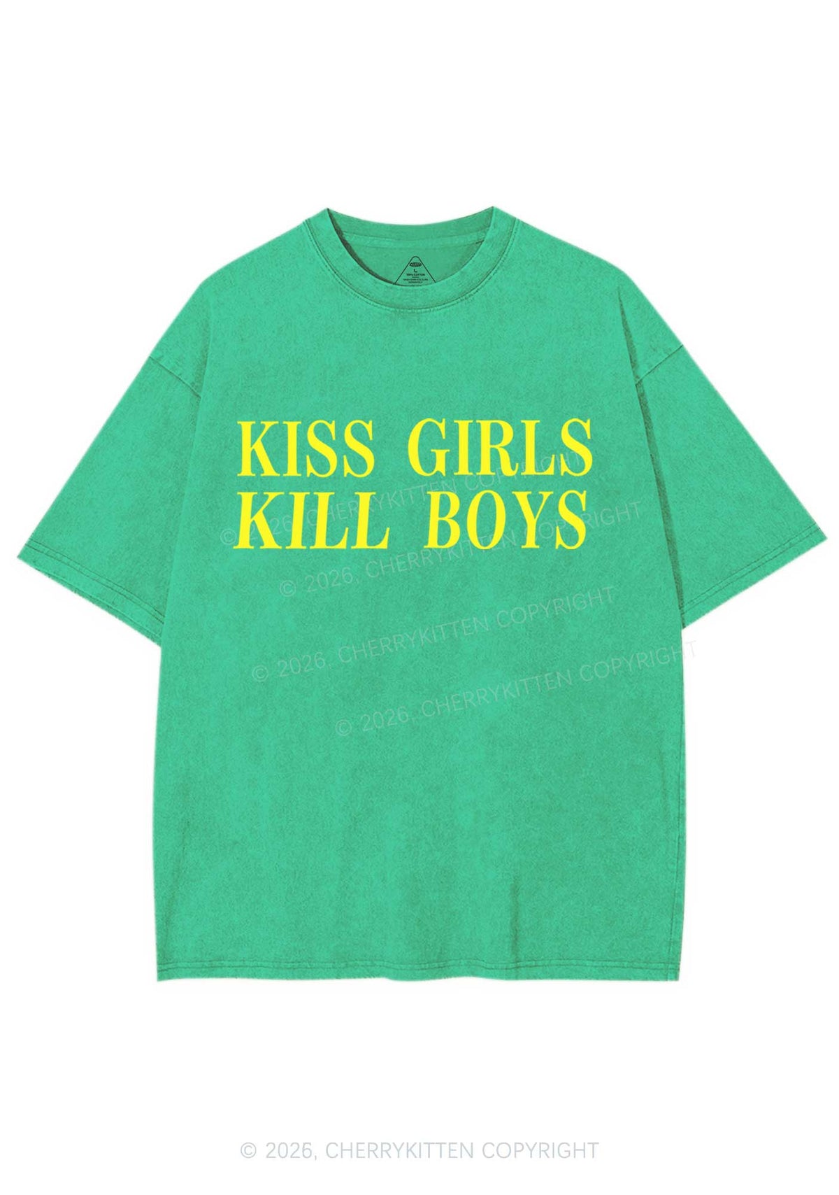 Kiss Girls Kill Boys Pride Y2K Shirts Washed Tee Cherrykitten