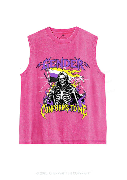 Gender Conforms To Me Pride Y2K Washed Muscle Tank Cherrykitten