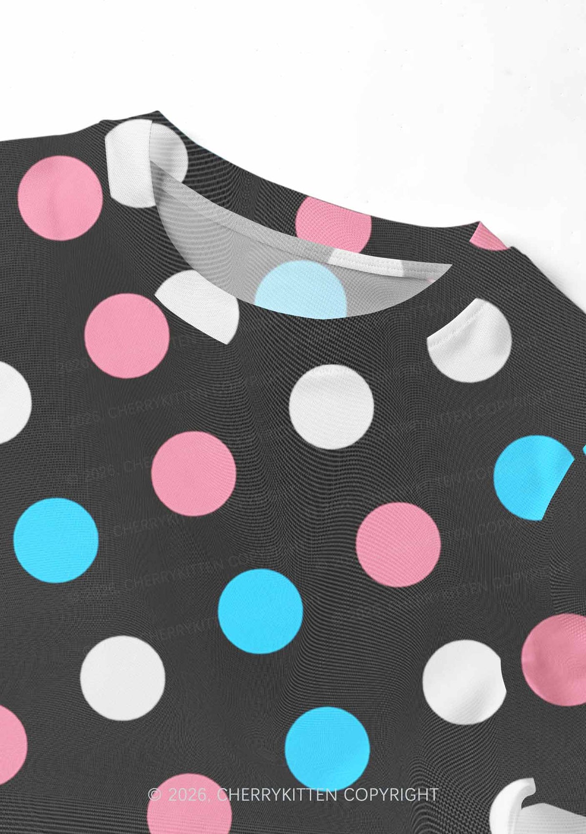 Trans Dots On Black Pride Y2K Mesh Crop Top Cherrykitten