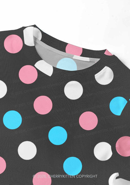 Trans Dots On Black Pride Y2K Mesh Crop Top Cherrykitten