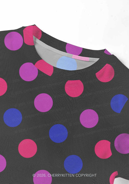 Bisexual Dots On Black Pride Y2K Mesh Crop Top Cherrykitten