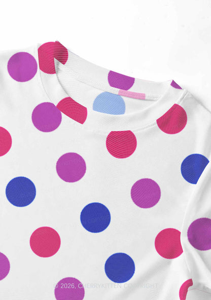 Bisexual Dots On White Pride Y2K Mesh Crop Top Cherrykitten