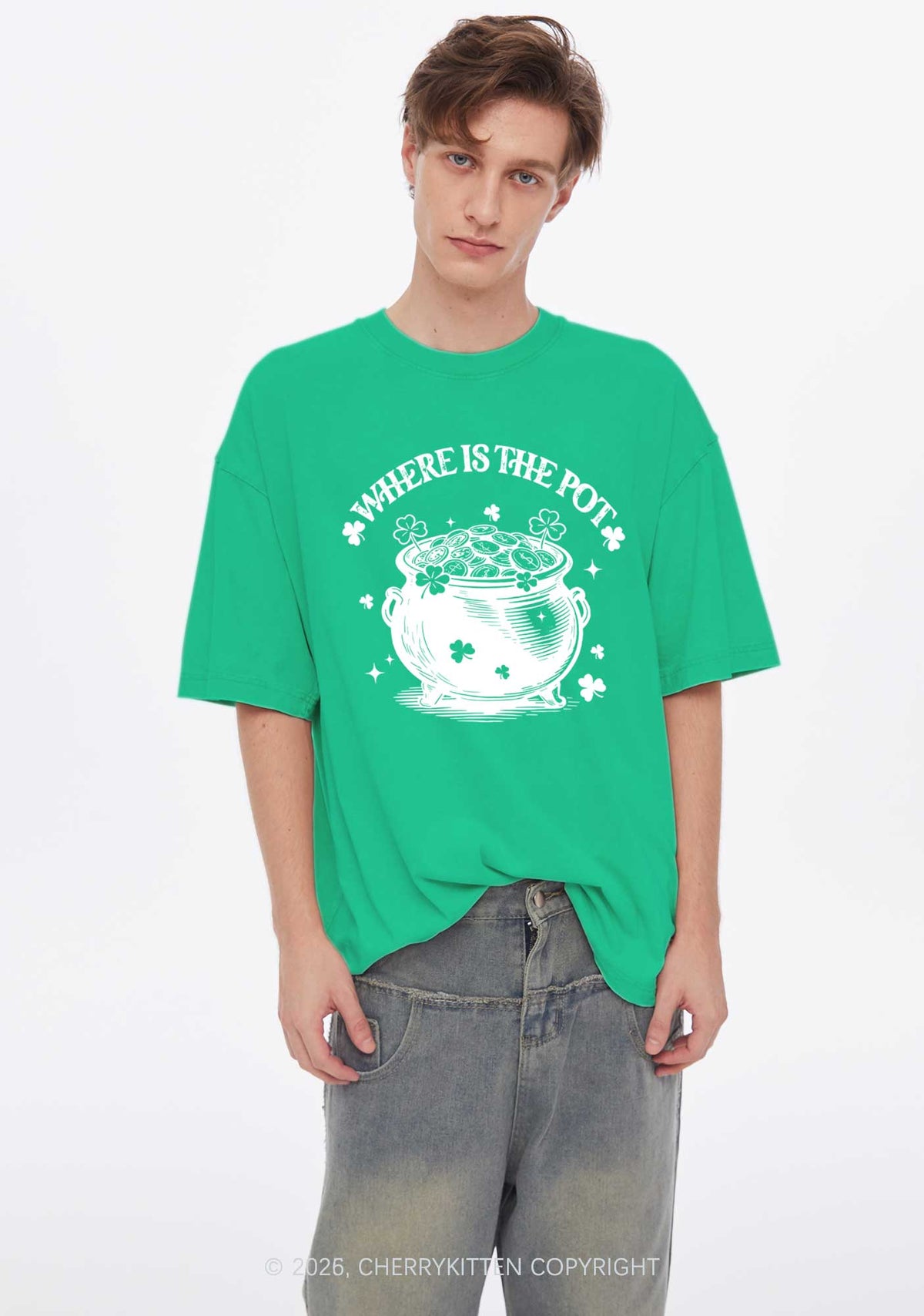 Where Is The Pot St Patricks Y2K Shirts Washed Tee Cherrykitten