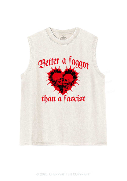 Better Faggot Than Fascist Pride Y2K Washed Muscle Tank Cherrykitten