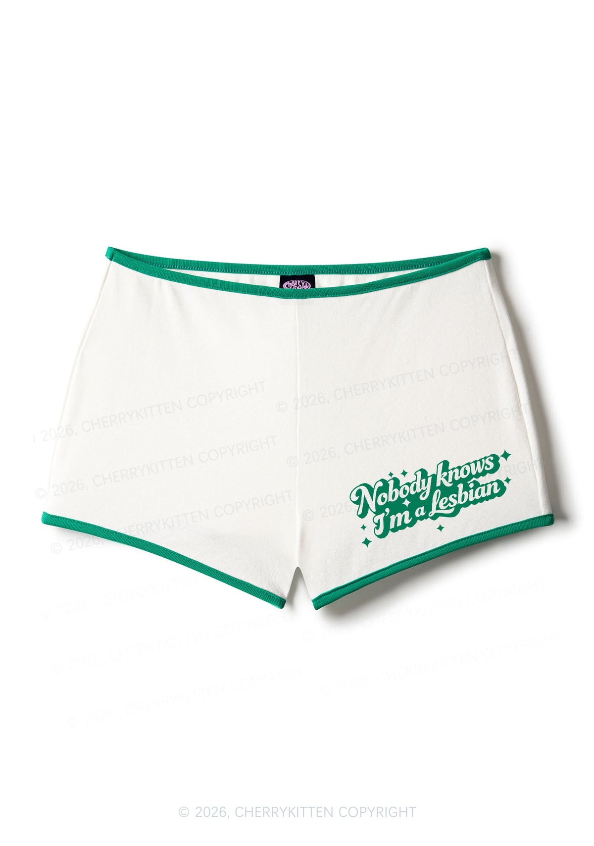 Nobody Knows Im A Lesbian Pride Y2K Booty Shorts Cherrykitten