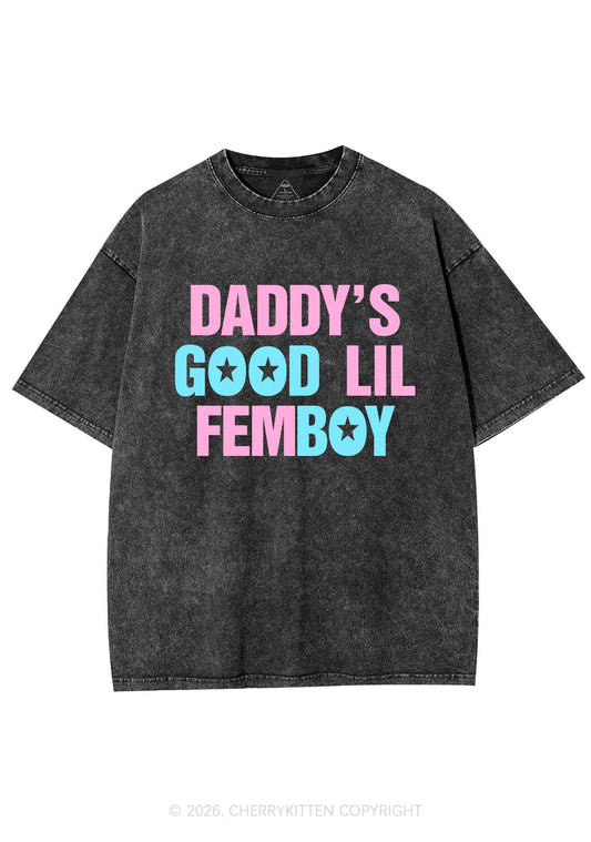 Daddys Good Lil Femboy Pride Y2K Shirts Washed Tee Cherrykitten
