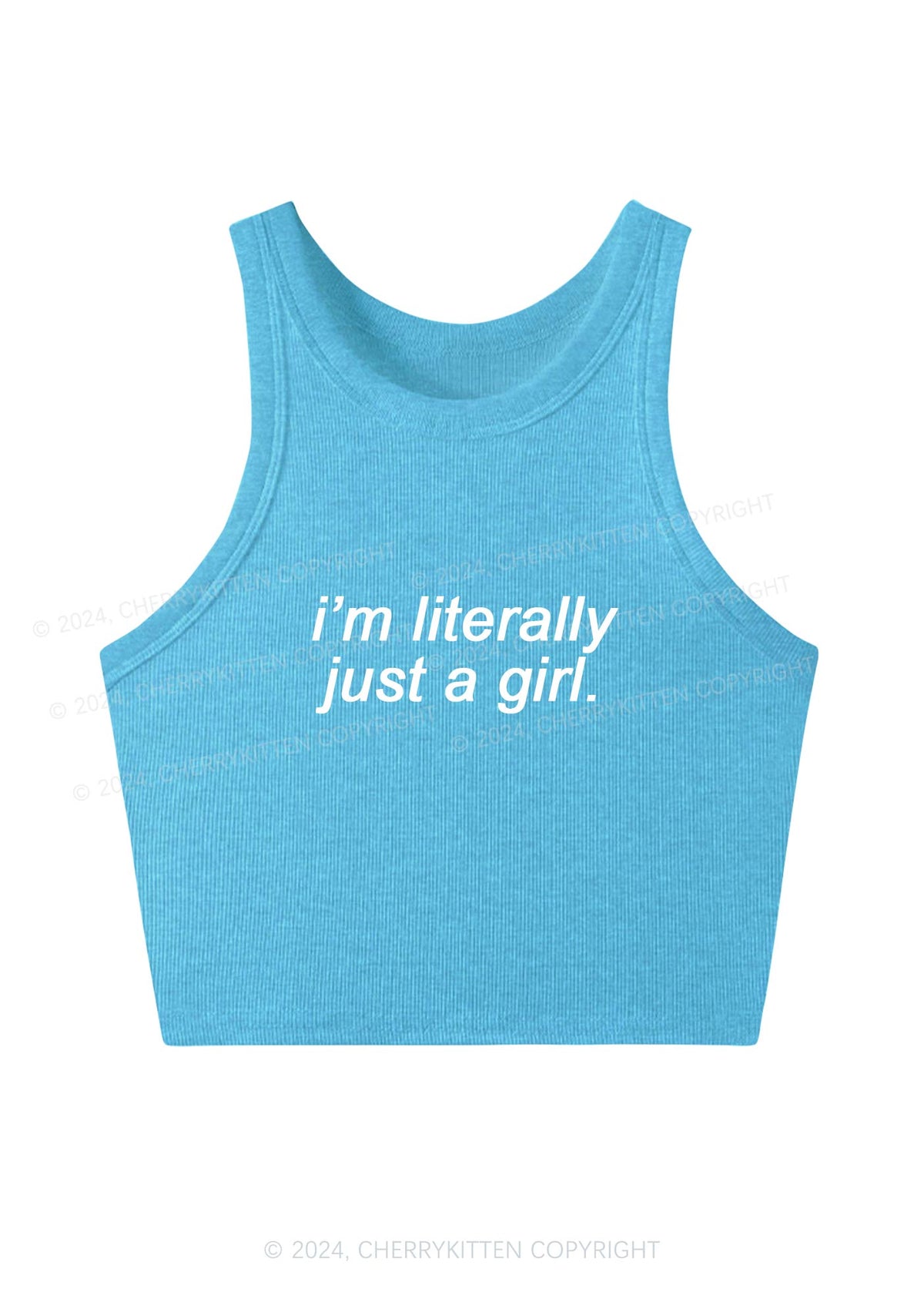 Literally Just A Girl Y2K Crop Tank Top Cherrykitten