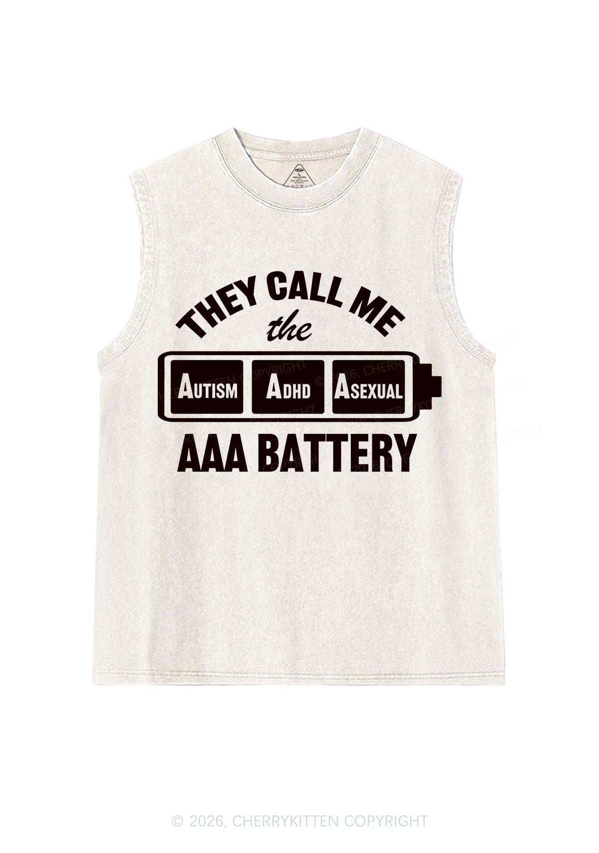 They Call Me AAA Battery Pride Y2K Washed Muscle Tank Cherrykitten