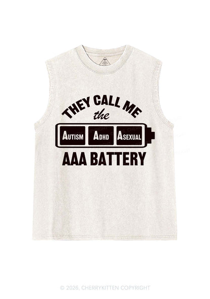 They Call Me AAA Battery Pride Y2K Washed Muscle Tank Cherrykitten