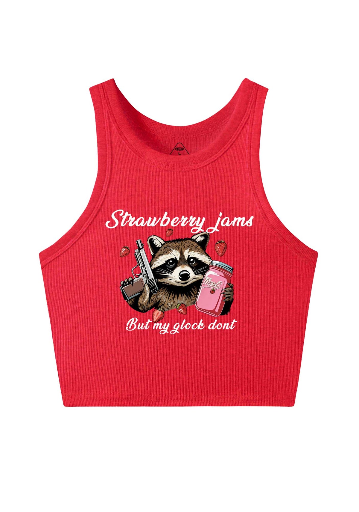 Strawberry Jams Raccoon Y2K Crop Tank Top Cherrykitten