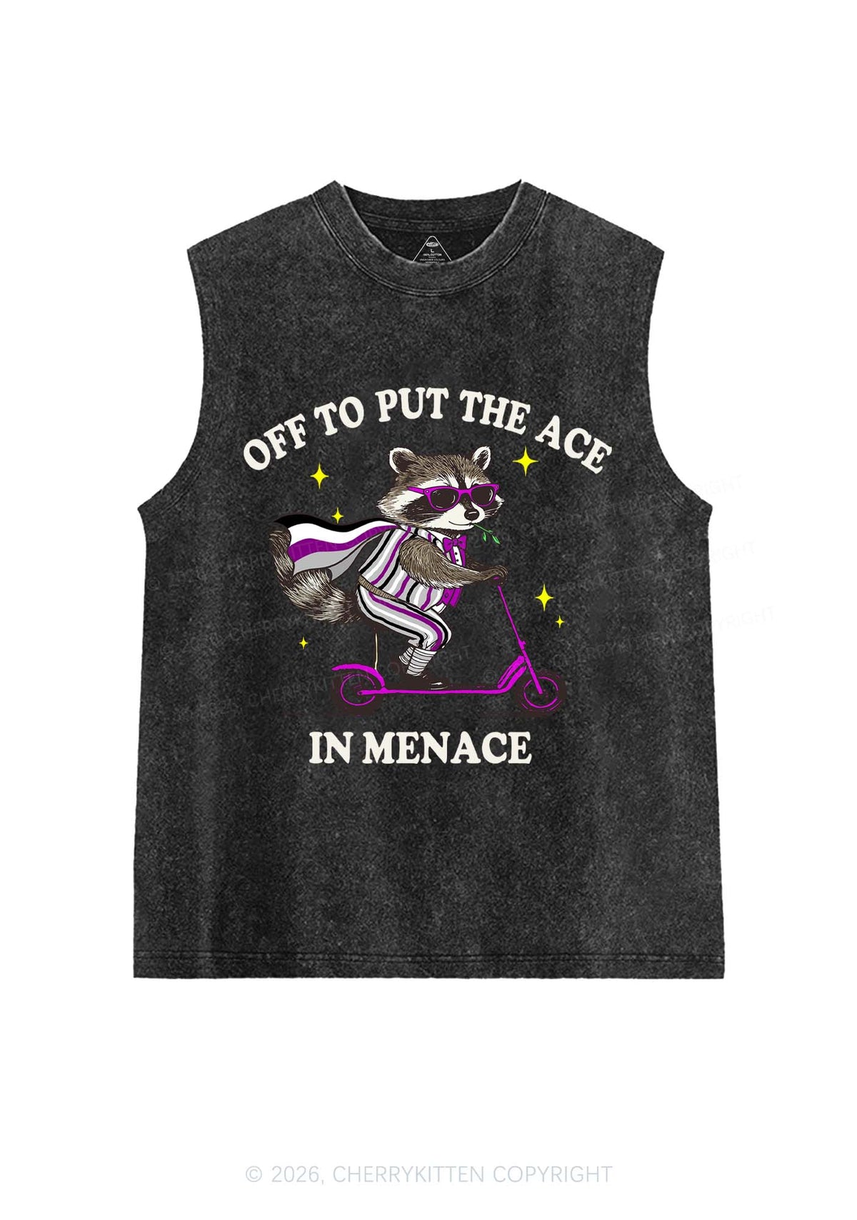 Put The Ace In Menace Pride Y2K Washed Muscle Tank Cherrykitten