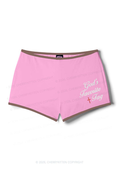 Gods Favorite Fag Pride Y2K Booty Shorts Cherrykitten